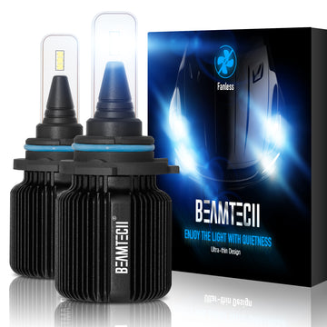 BEAMTECH 9006 LED Headhight Bulb Fanless CSP Y19 Chips 8000 Lumens 6500K Xenon White  Extremely Bright Conversion Kit